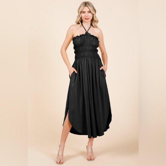 Culture Code Tie Back Shirring Dress with Pockets 10010022313 - Picture 1 of 3